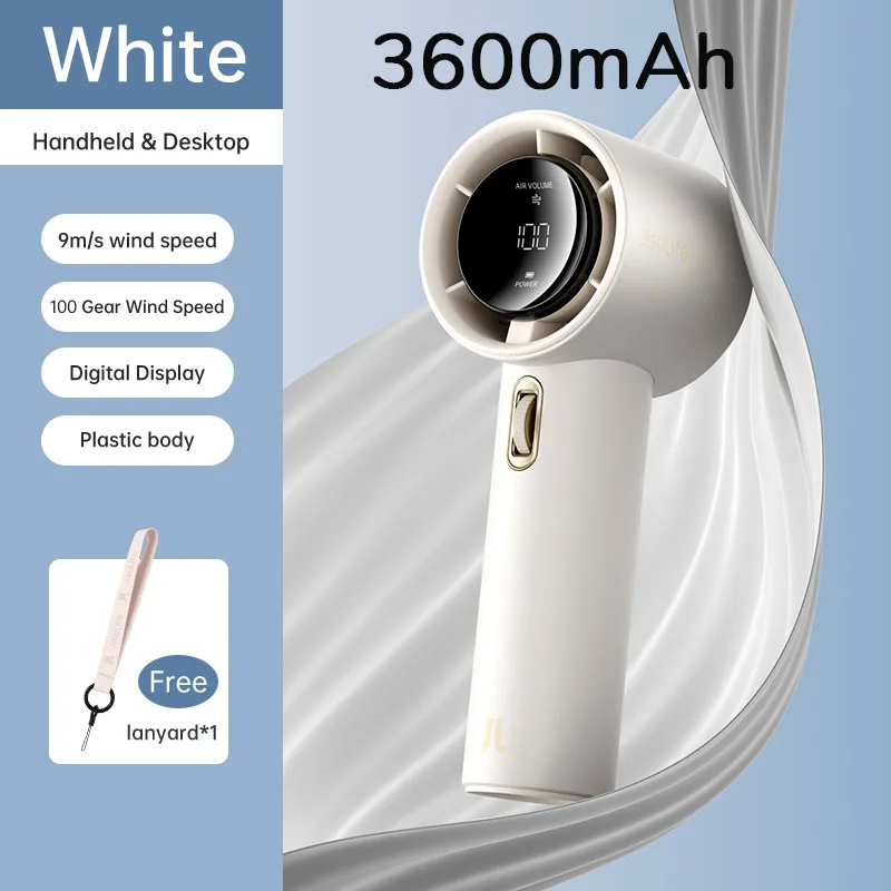Mini Ventilador MDUG com 100 níveis de velocidade, bateria de 3600mah, visor digital