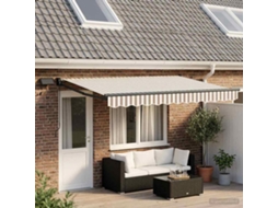 Vidaxl Toldo Retrátil Manual Com Leds Cinza Claro E Branco