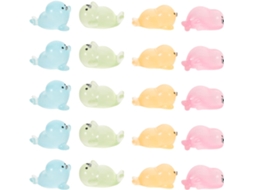 Conjunto 20 Miniaturas Focas Brilham Escuro Resina Decoração Aquário Oceânico Animais Marinhos Mesa Casa Tema GOKOCO