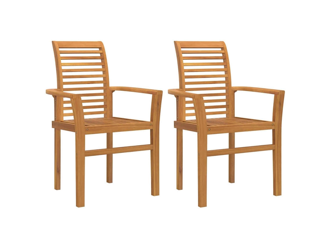 Conjunto 2 Cadeira Para Exterior Vidaxl Castanho Madeira De Teca Maciça (62 X 55 X 94 Cm)