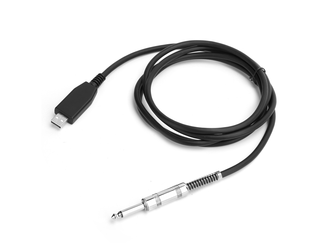 Cabo USB para guitarra com conector jack mono de 6,35 mm, 2 m, compatível com Windows e OS X | S/MARCA