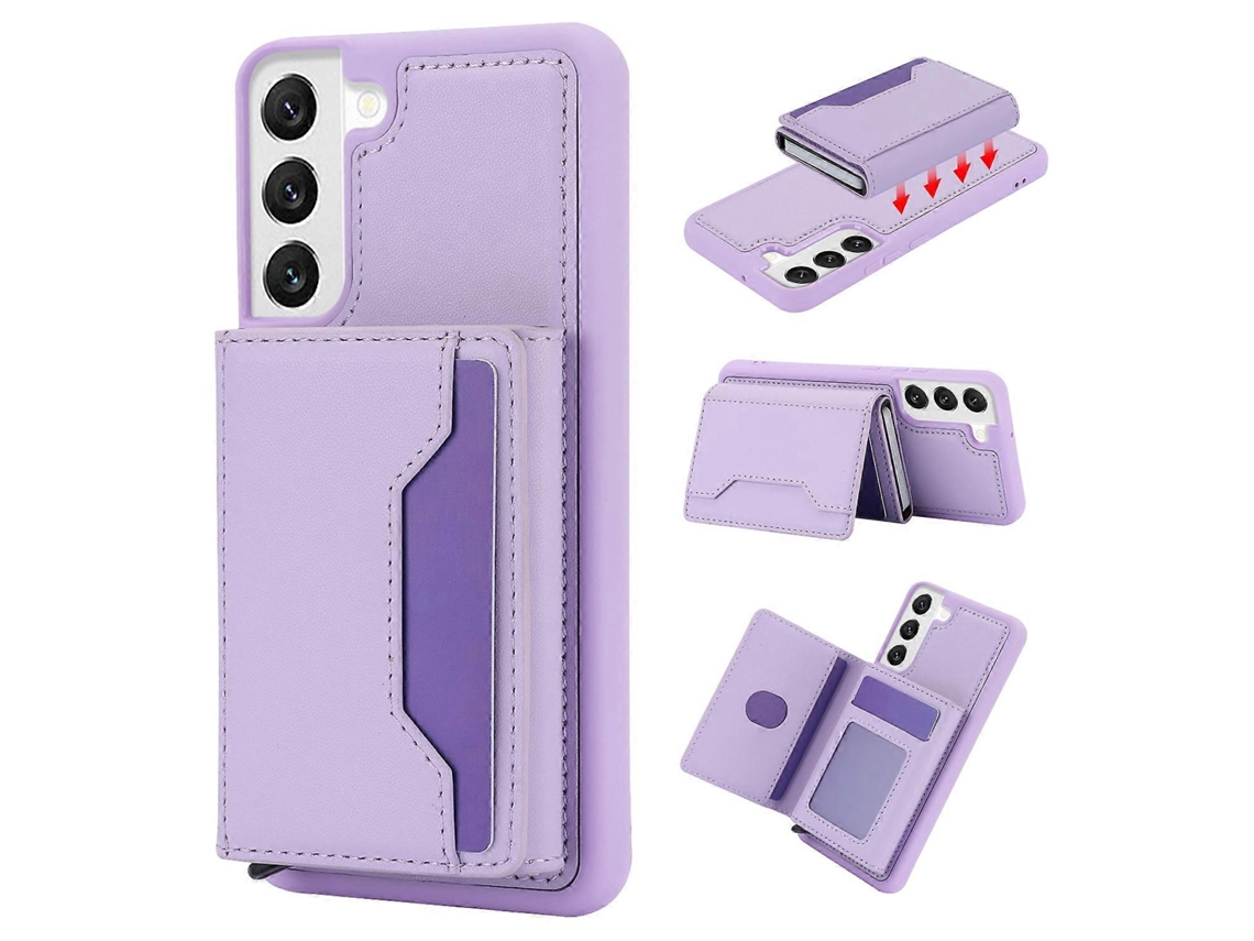 Capa De Celular Em Couro Com Compartimento Removível Para Cartões E Proteção Rfid Para Samsung Galaxy S23+