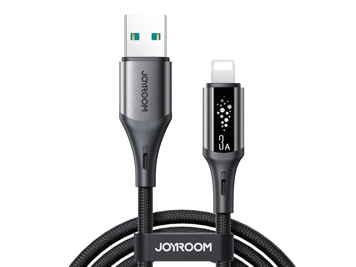 Cabo De Carga Rápida S-a60 Usb-a Para Lightning 3a, 1, 2 M, Preto