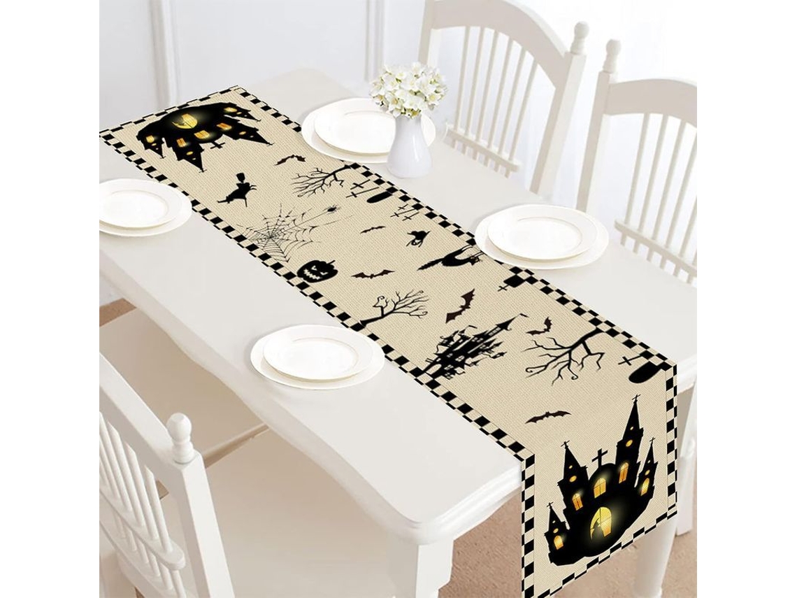 Rebe forro de Mesa Halloween Decoración Centropieza Mesa Poliéster Duradero Fácil Limpieza 13x72 Pulgadas