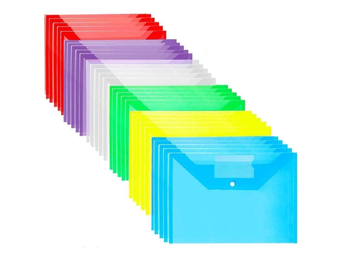 2026rebe pasta de Plástico Linjou 30 Unidades, Tamanho A4, Envelopes Organizadores para Documentos, com Bolsa de Etiqueta