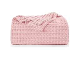 Nova Line manta de Algodão Waffle Macia, Leve, Respirável para Cama em Todas as Estações (rosa Claro 110*70cm)