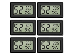 Higrômetro Digital Nova Line, Medidor de Temperatura e Umidade, Preto, 6 Pacotes
