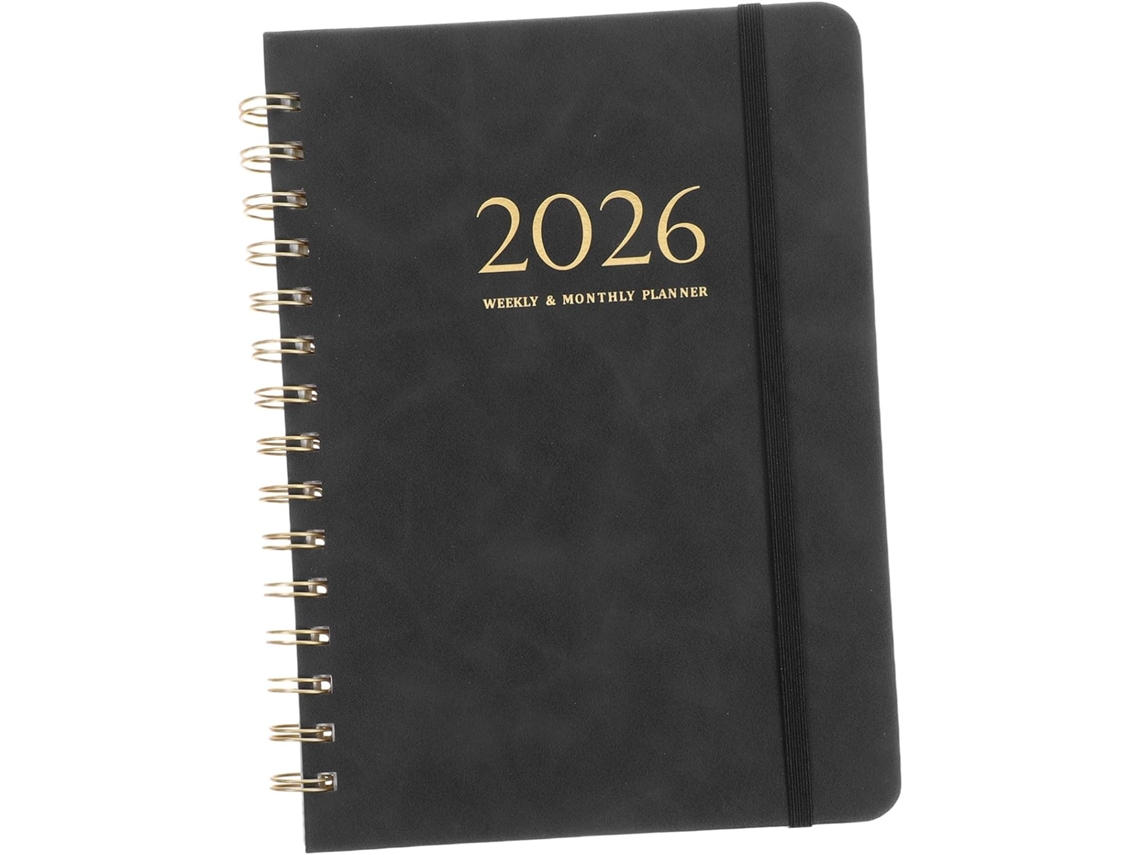 Agenda Com Capa Elegante Em Pu, Planejamento Anual, Diário E Semanal Abas Mensais, Caderno Flexível Espiral