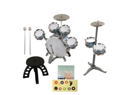 Walshlxq bateria de Jazz para Crianças 7 Tambores Som Alto Kit Compacto para Iniciantes com Taburete para Crianças a Partir de 3 Anos