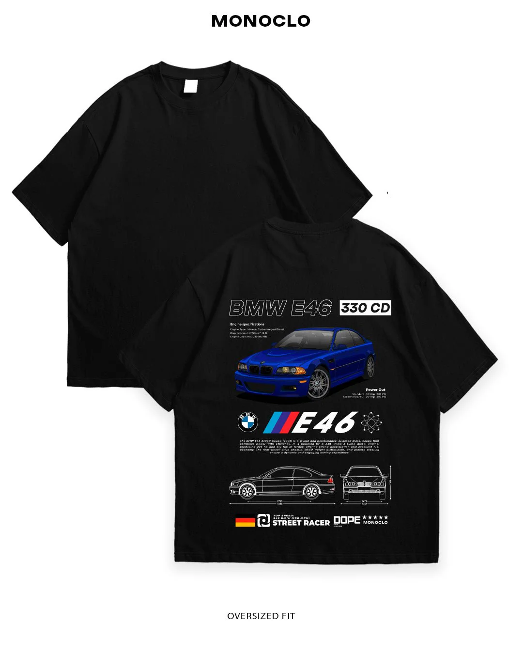 T-shirt Rockinstone Bmw E46 330 Cd (m)