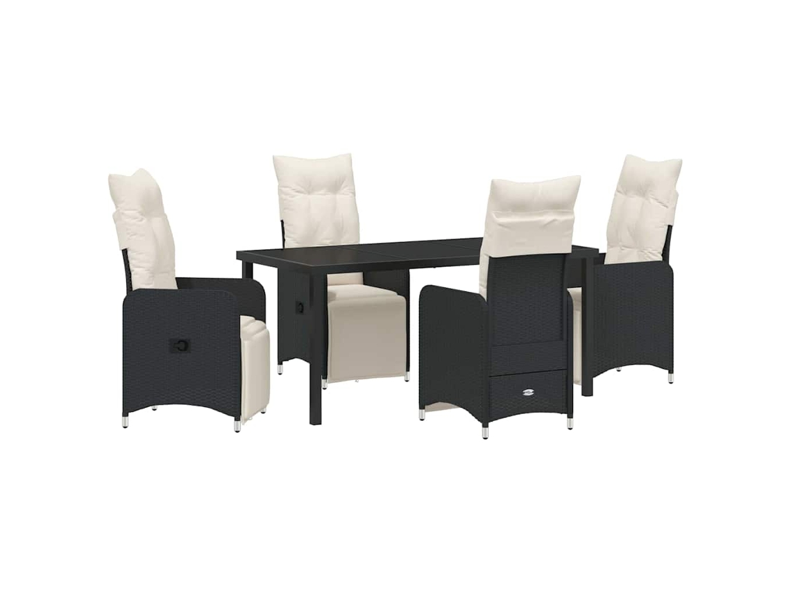 Conjunto de Jantar para Jardim 5 Pcs Preto Vime Pe MAISON EXCLUSIVE