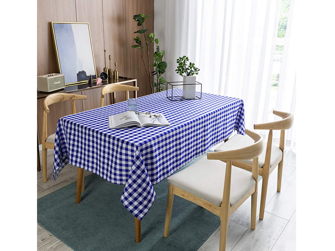Retângulo de Toalha de Mesa Xadrez – Toalha de Mesa Guingão Resistente a Manchas À Prova D'Água e Lavável 90 X 150 Cm Azul ZMDECQNA