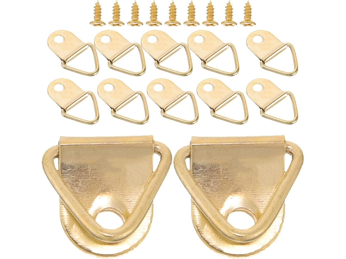 Kit Com 100 Ganchos Triangulares De Metal Com Parafusos Para Fixação De Porta-retratos.