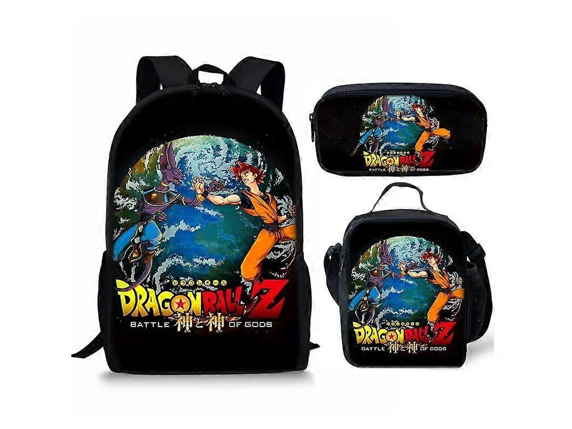 Conjunto de 3 peças com estampa de Dragon Ball: mochila, lancheira, estojo e mochila, presente para crianças (Aquaforge 2023)