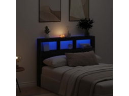 Vidaxl Armário Cabeceira C/ Luzes Led 140x17x102 Cm Carvalho Preto