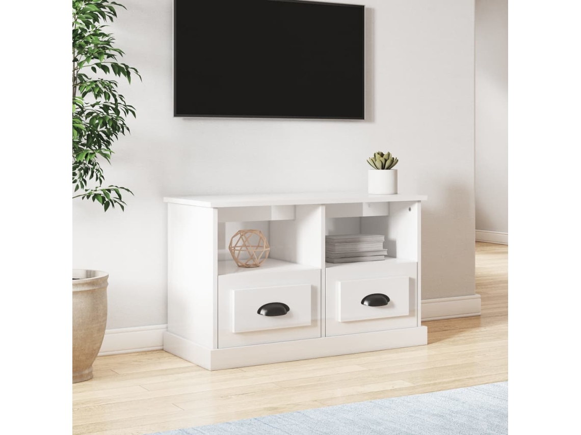 Vidaxl Móvel De Tv 80x35x50 Cm Derivados De Madeira Branco Brilhante