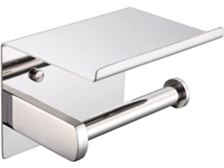 Suporte para Papel Higiênico com Prateleira, Aço Inoxidável Sus304, Cromo Polido, Moderno, Autoadesivo e Fixado na Parede, Banheiro BRILVIBERA