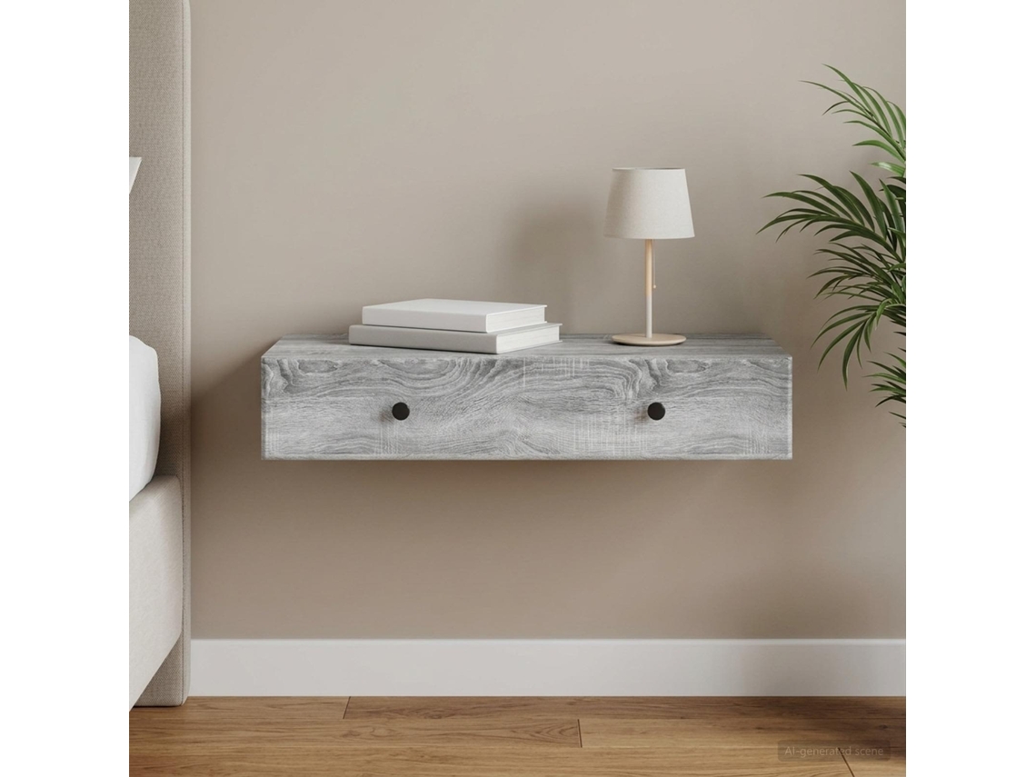 Vidaxl Mesa Lateral De Parede Sonoma Cinzento 87,5 X 34,5 X 17 Cm