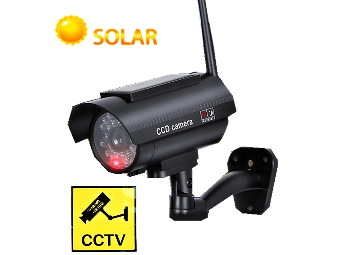 Câmera de Vigilância Simulada Alimentada por Energia Solar, Conexão Sem Fio Wi fi, Luzes Led Externas. MDUG