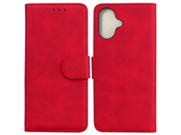 Capa Em Couro Pu, Com Suporte, Para Apple Iphone 16 Plus Cor Vermelho