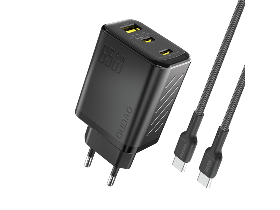 Ładowarka Sieciowa Gan Z Kablem Usb c 1m 65w Czarna DUDAO