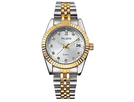 Relógio De Quartzo Luminoso Para Casal Wlisth Q354 Com Calendário E Pulseira De Aço Saisiyiky