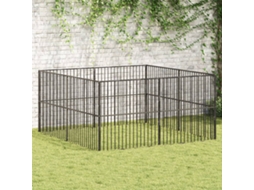 Vidaxl Parque Com 8 Painéis Aço Galvanizado Preto