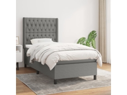 Vidaxl Cama Com Molas/colchão 100x200 Cm Tecido Cinza-escuro