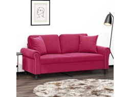 Vidaxl Sofá 2 Lug. + Almofadas Decorativas 140cm Veludo Vermelho Tinto
