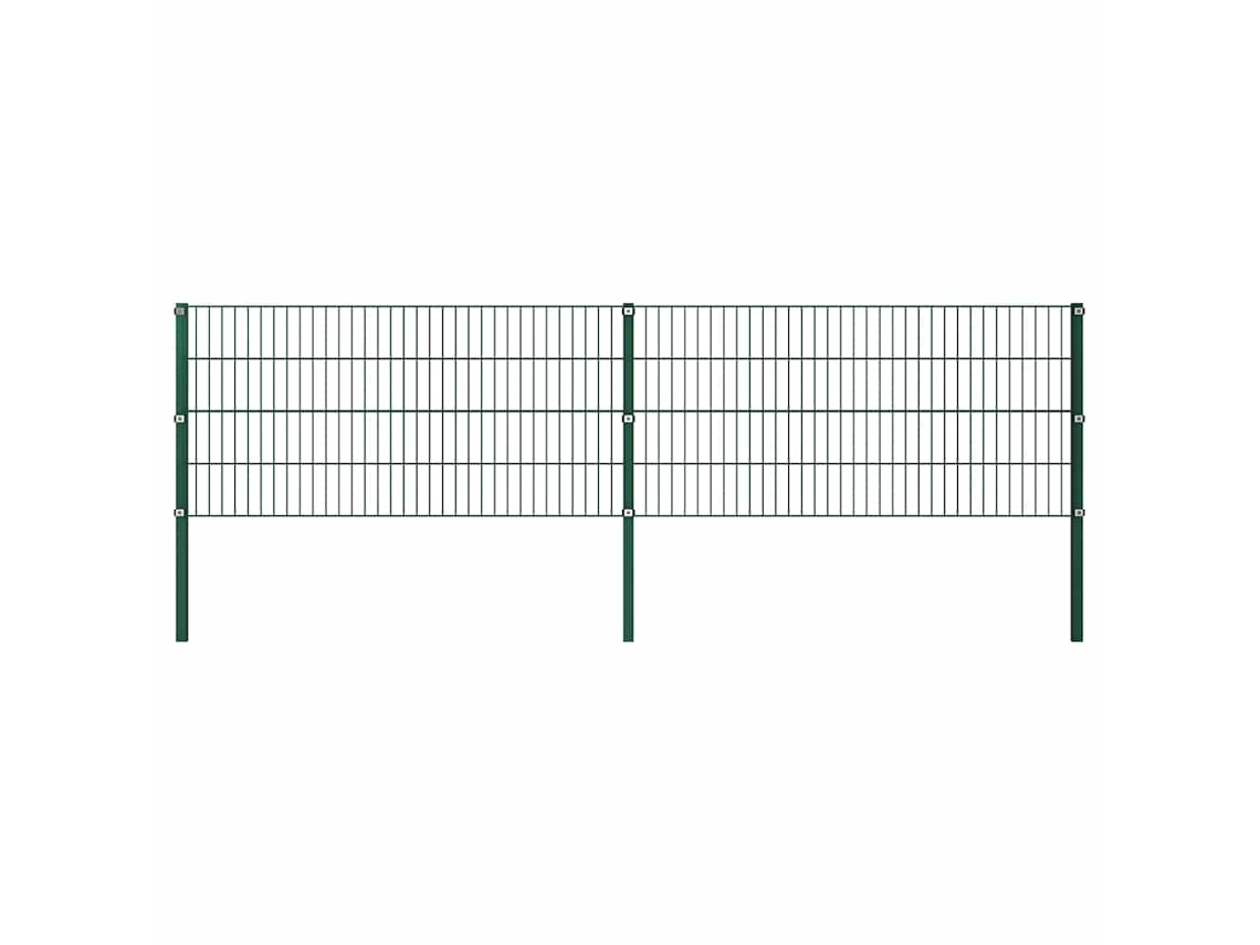 Vidaxl Painel De Vedação Com Postes De Ferro 349x80 Cm Verde