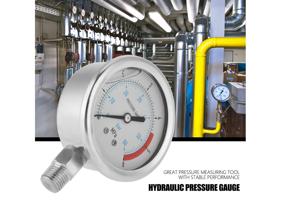 Laxiscreed Manómetro De Pressão Para Água, Hidráulica E Barométrica, Até 60 Bar, Interface 1/4" Npt