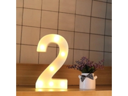 Omni números Led Iluminados 22cm Blanco 0 9 para Bodas Cumpleaños Fiesta Con Baterías no Incluidas Número 2
