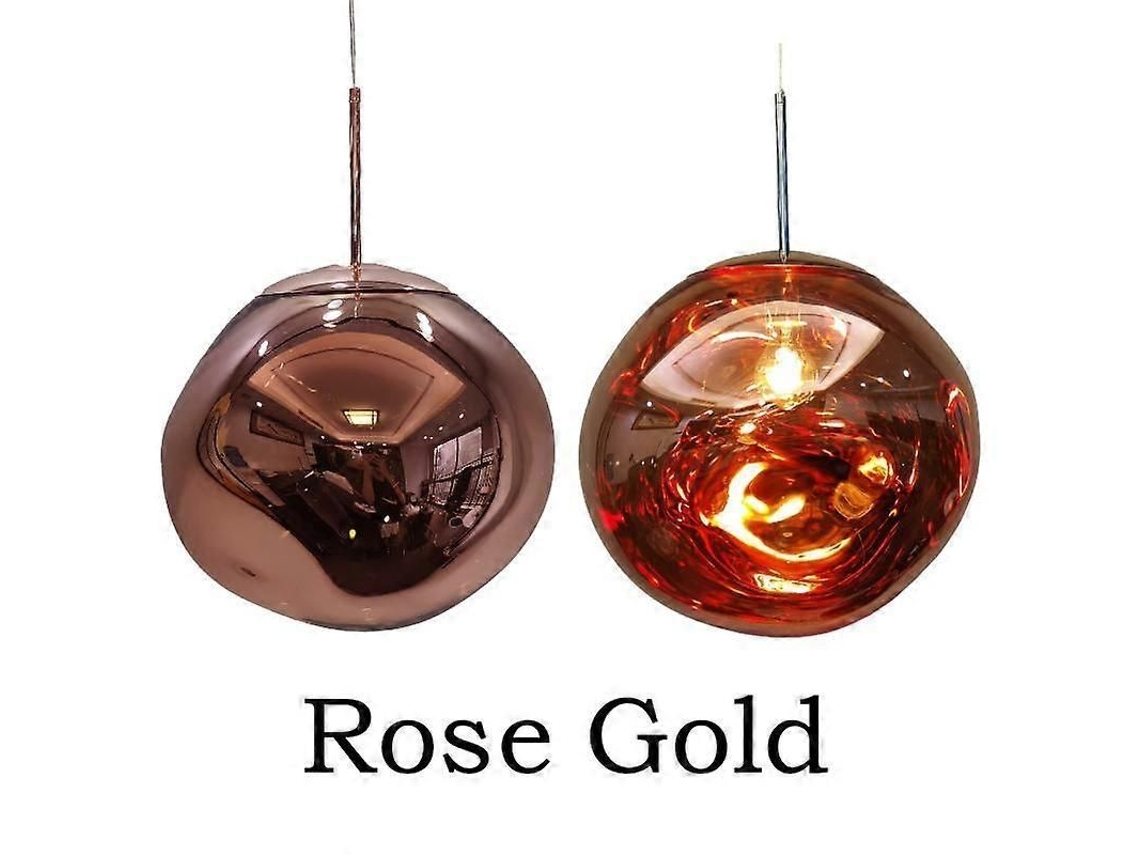 Luminária Pendente Led Lava Rosa Dourado 20cm S/MARCA para Sala e Quarto