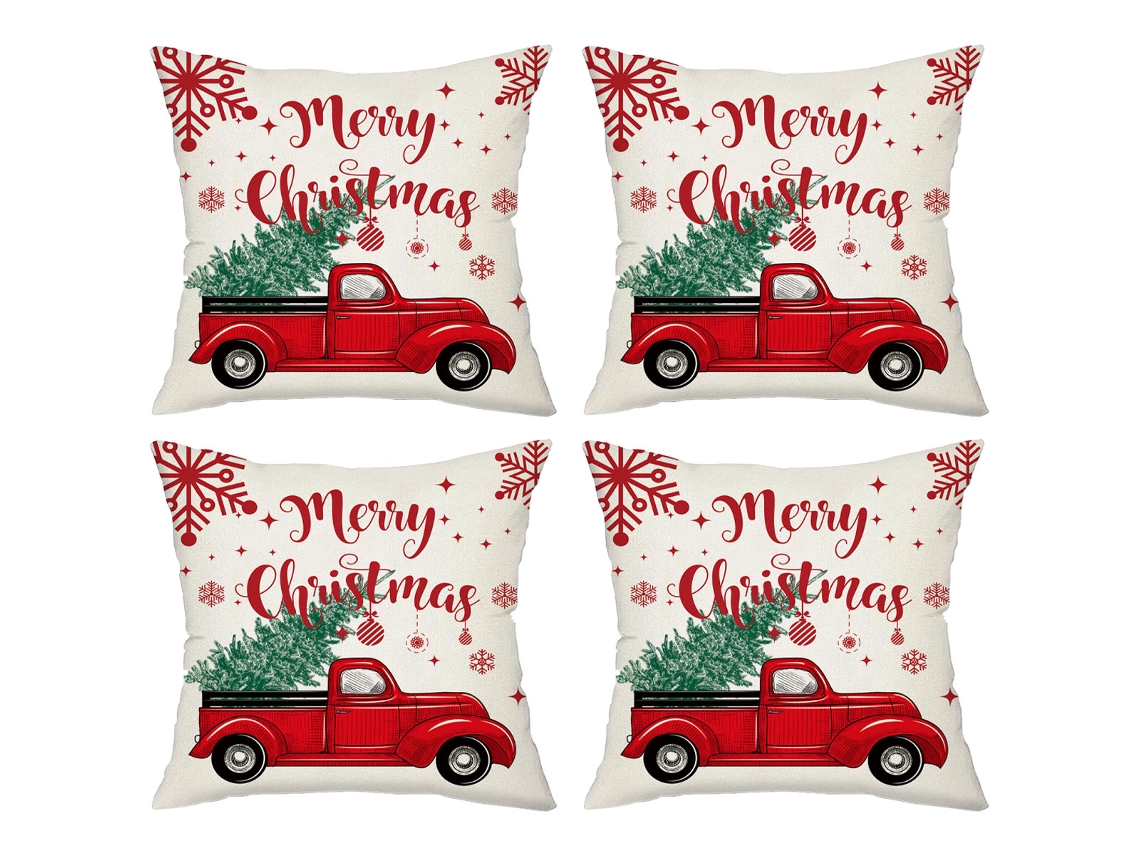 4 Pçs Travesseiro de Natal Floco de Neve Alce Árvore de Natal Capa de Almofada de Natal