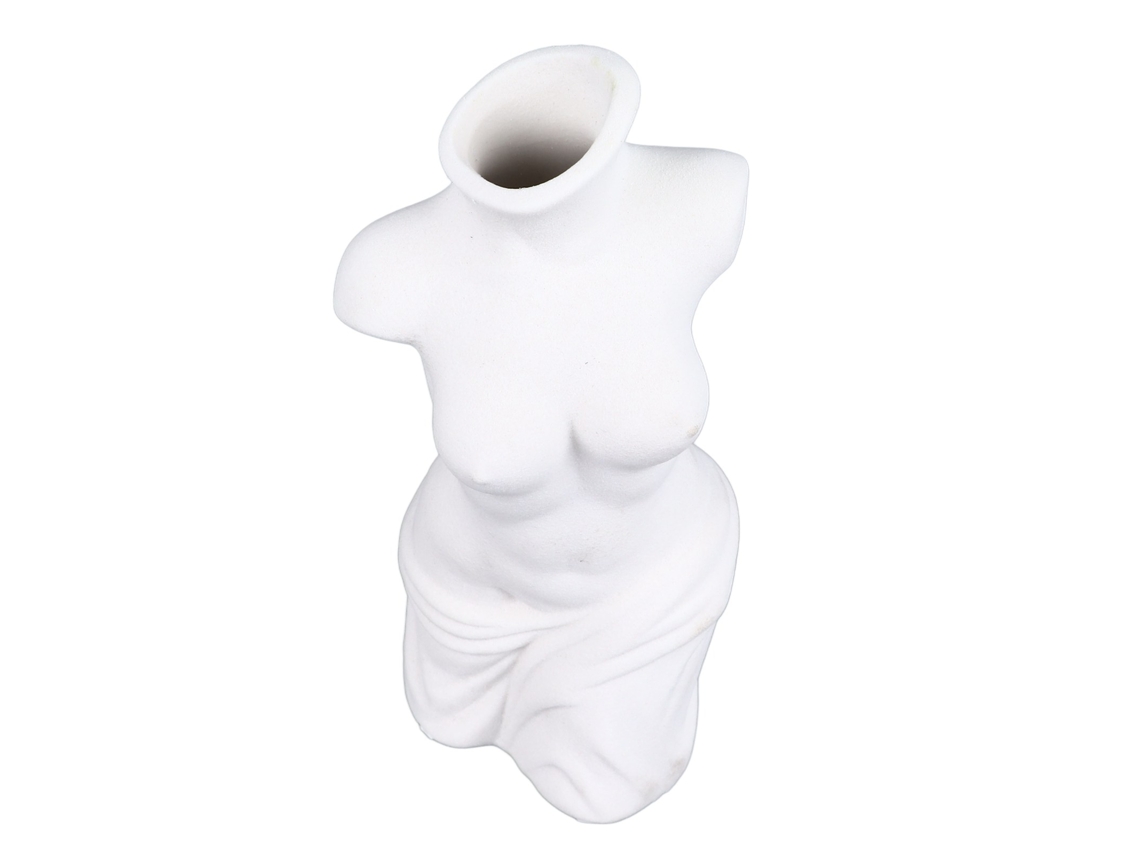 Vaso Cerâmica Branco Curvas Femininas Decoração Worten