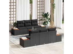 Vidaxl Conjunto De Sofá De Jardim 7 Unid. Preto Rattan Sintético