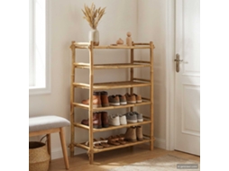 Vidaxl Rack De Sapatos Com Prateleira Natural 6 Camadas Bambu
