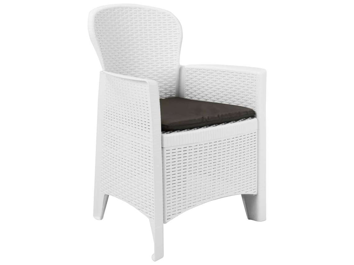Maison Exclusive - Conjunto Bistrô 3 Pcs Plástico Branco Com Aspeto De Vime