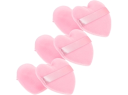 Conjunto De 6 Esponjas De Maquiagem Em Formato De Coração, Revestidas Em Flanela Rosa - Leves E Seguras.