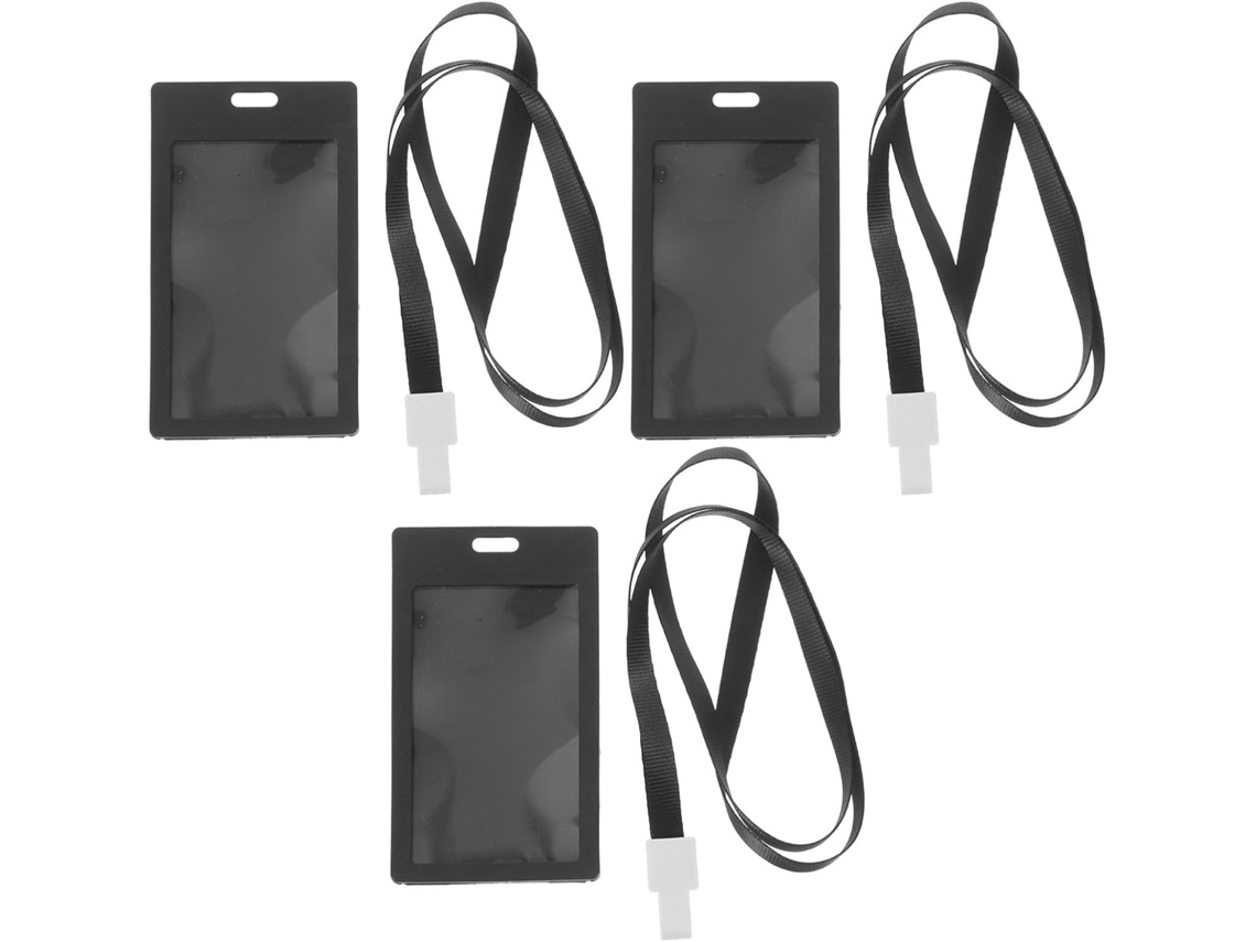 Conjunto De 3 Porta Crachás Holibanna Em Plástico Preto Impermeável, Fáceis De Limpar, Com Porta Crachá Removível Para