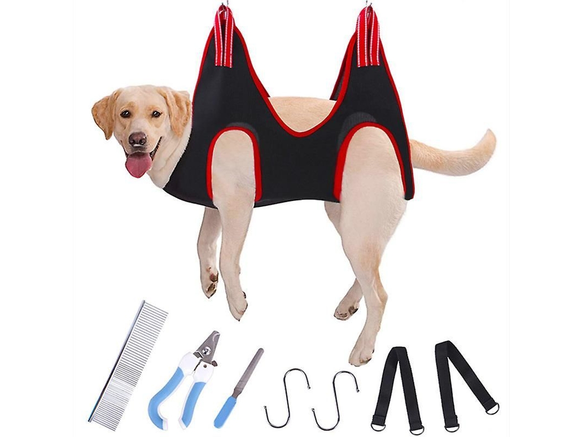 Fasst mimigo Hamaca para Grooming de Perros Con Cortauñas, Limador, Cepillo Y Peine, Malla Transpirable Y Durable, Tallas S/m/l CUIDADOS