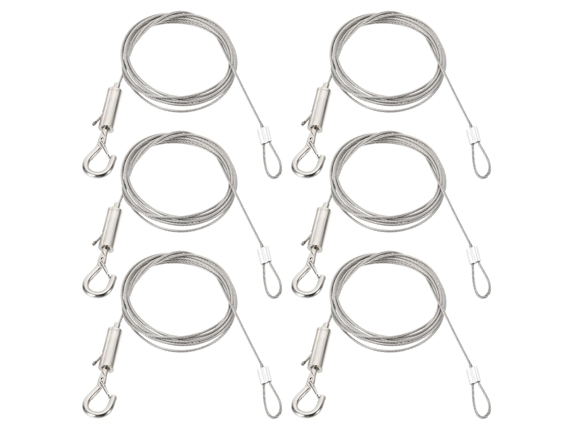 Jkapcyjfhf Kit Com 6 Peças De Fio Ajustável Alta Resistência Pendurar Quadros, 2m X 1, 5mm, Com Laço E Gancho