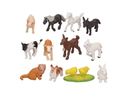 Ats 12 Peças Brinquedos Educativos de Animais de Granja Simulados Cavalo Ovelha Porco Vaca Gato Cão Filhote de Galinha Pato Coelho Estátuas