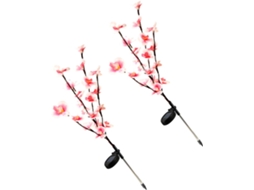 Conjunto de 2 Luminárias Solares de Jardim com Orquídeas Rosa Decorativas para Iluminação Externa SFUSHOS