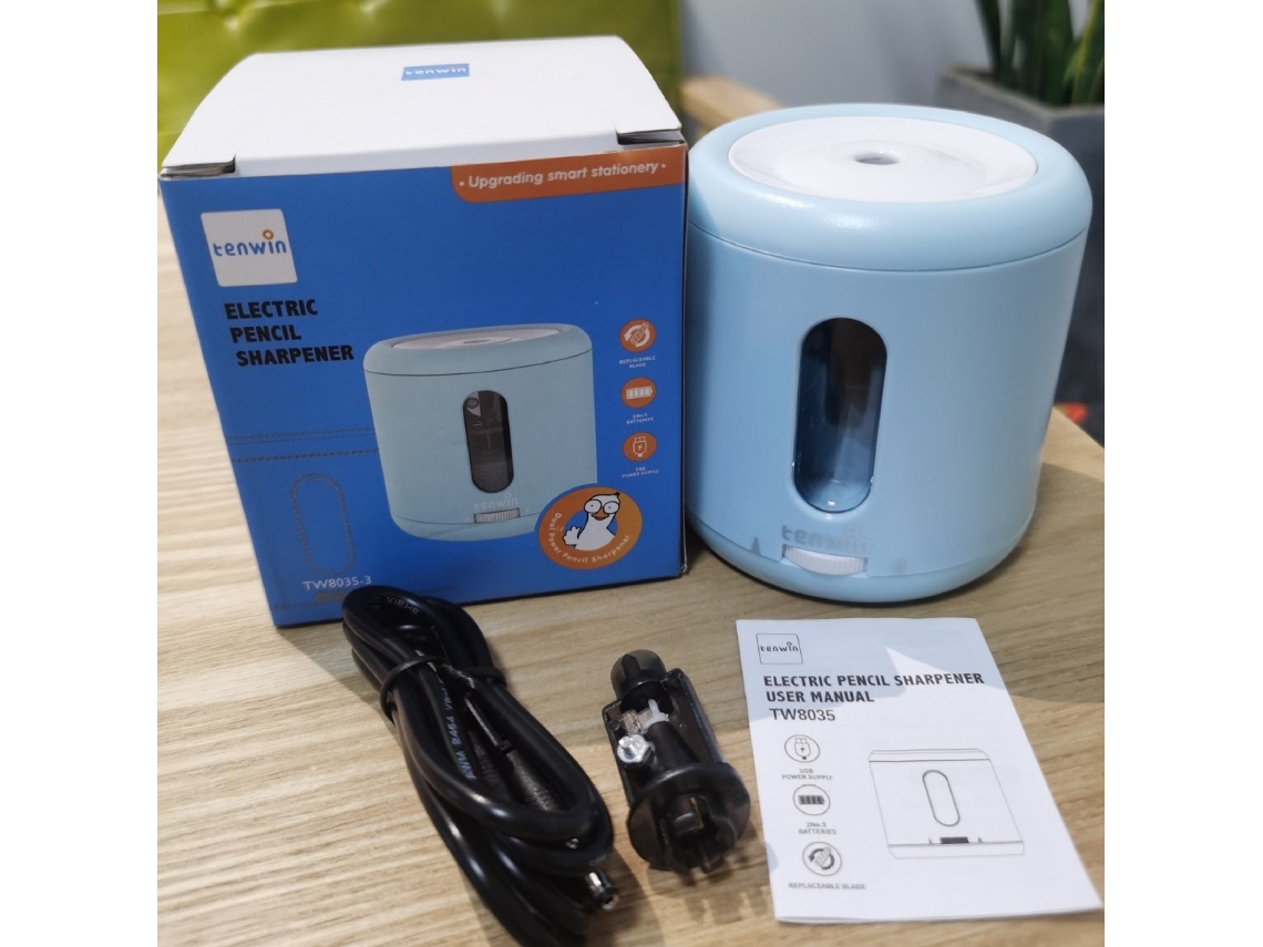 Apontador De Lápis Elétrico A Bateria Pequeno Apontador De Lápis A Bateria Portátil Azul*