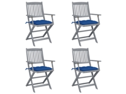 Vidaxl Cadeiras Exterior Dobráveis C/ Almofadões 4 Pcs Acácia Maciça