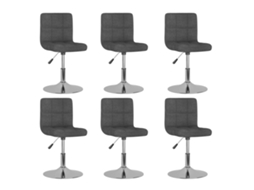 Vidaxl Cadeiras De Jantar Giratórias 6 Pcs Tecido Cinzento-escuro