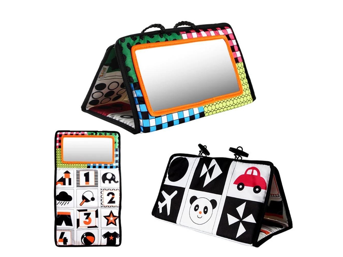 Mali brinquedo de Espelho para Bebê Tummy Time Branco e Preto Brinquedos Sensoriais Educativos Portátil