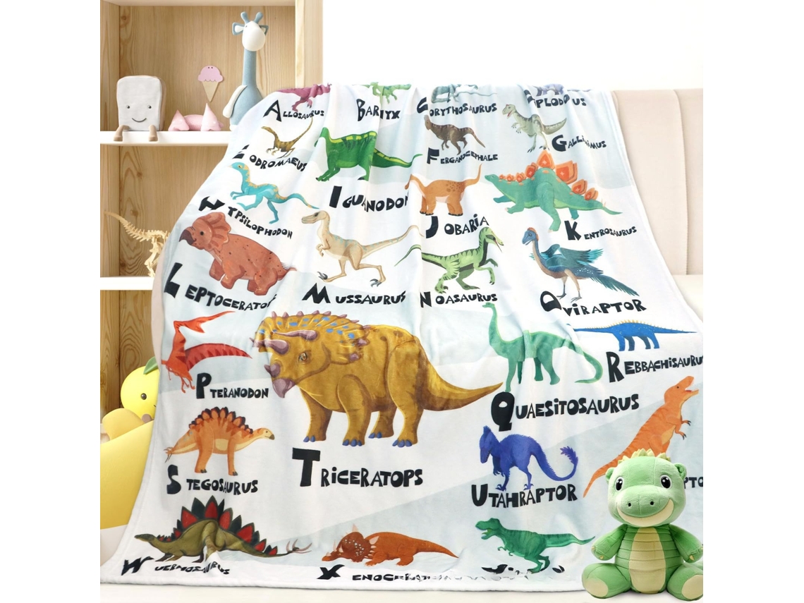 Manta De Flanela Estampada, Cobertor Fino E Quente Para Todas As Estações, Ideal Para Sesta, Escritório E Oferta 130x150cm Dinossauro Hexinyigjly