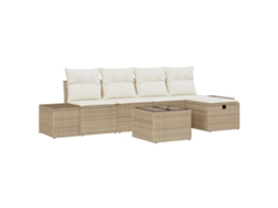 Conjunto 6 Conjunto De Sofá De Jardim Vidaxl Bege Vime Pe (55 X 55 X 37 Cm)